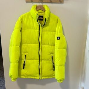 Zara - MEN Medium - Neon Yellow Puffer Jacket